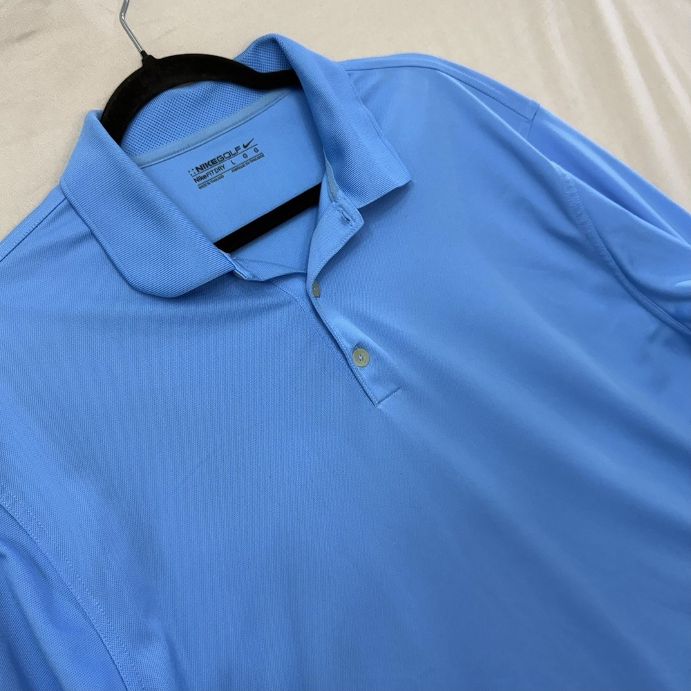 Nike Golf Dri Fit Polo Shirt Mens Large Blue Long Sleeve Athletic Casual